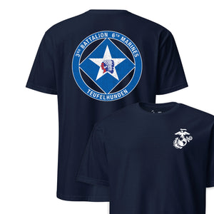 3rd Battalion 6th Marines Back Print T-Shirt in Navy - USMC unit tee
