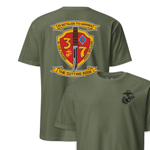 3rd Battalion 7th Marines Back Print T-Shirt in OD Green - USMC unit tee