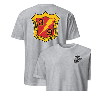 3rd Battalion 9th Marines Back Print T-Shirt in Grey - USMC unit tee