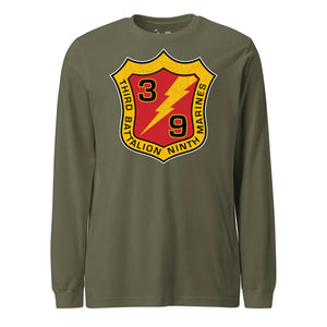 3rd Battalion 9th Marines Long Sleeve T-Shirt in OD Green - USMC unit apparel