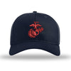 3D Eagle Globe & Anchor Structured USMC Hat - RED Logo - NAVY