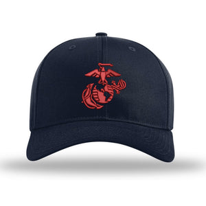 3D Eagle Globe & Anchor Structured USMC Hat - RED Logo
