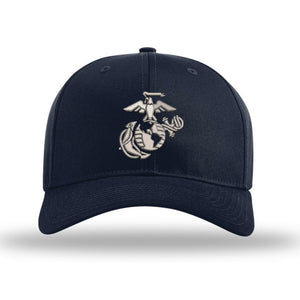 3D Eagle Globe & Anchor Structured USMC Hat - Silver Logo