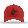 Eagle Globe & Anchor Structured USMC Hat - Red Hat w/ Black - RED