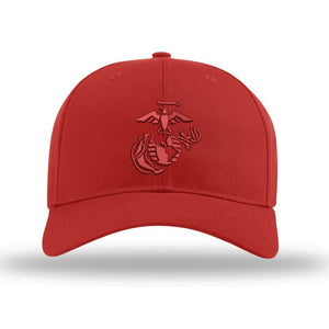 3D Eagle Globe & Anchor Tonal Structured USMC Hat - RED Logo