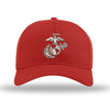 3D Eagle Globe & Anchor Structured USMC Hat - Silver Logo - RED