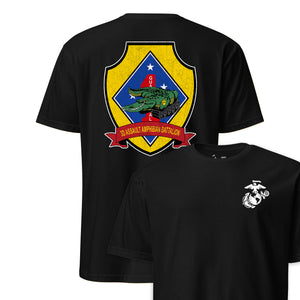 3rd Assault Amphibian Battalion Back Print T-Shirt in Black - USMC unit tee