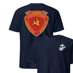 3rd Combat Engineer Battalion Back Print T-Shirt in Navy - USMC unit tee