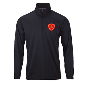 3rd Division Performance Quarter Zip Pullover in Black - USMC 3rd Division pullover