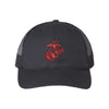 Eagle Globe And Anchor Structured Trucker- Red Logo - BLACK/BLACK