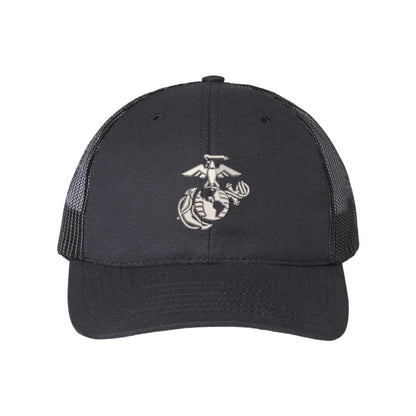 Eagle Globe And Anchor Structured Trucker- Silver Logo