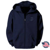 Leatherneck For Life Eagle, Globe, and Anchor Subdued Full Zip Sweatshirt - Navy - NAVY