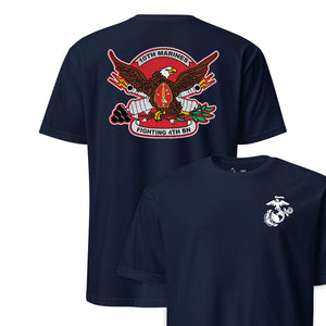 4th Battalion 10th Marines Back Print T-Shirt in Navy - USMC unit tee