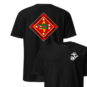 4th Assault Amphibian Battalion Back Print T-Shirt in Black - USMC unit tee