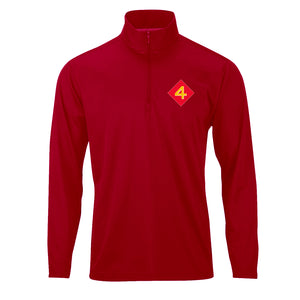 4th Division Performance Quarter Zip Pullover in Red - USMC 4th Division pullover