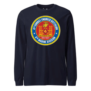 4th Combat Engineer Battalion Long Sleeve T-Shirt in Navy - USMC unit apparel