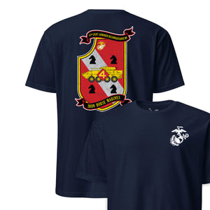 4th Light Armored Reconnaissance Battalion Back Print T-Shirt in Navy - USMC unit tee