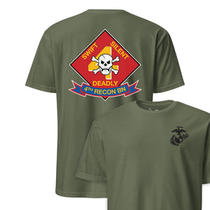 4th Recon Battalion Back Print T-Shirt in OD Green - USMC unit tee