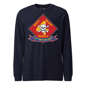 4th Recon Battalion Long Sleeve T-Shirt in Navy - USMC unit apparel