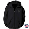 Leatherneck For Life Eagle, Globe, and Anchor Subdued Full Zip Sweatshirt - Black - BLACK