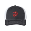 Eagle Globe And Anchor Structured Trucker- Red Logo - BLACK/WHITE