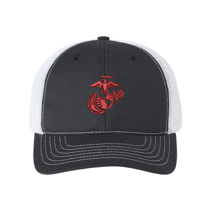 Eagle Globe And Anchor Structured Trucker- Red Logo