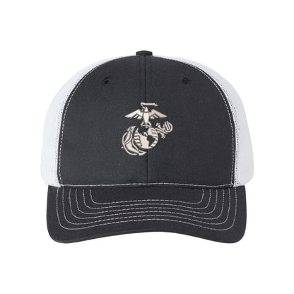 Eagle Globe And Anchor Structured Trucker- Silver Logo