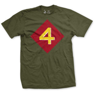 4th Division Vintage T-Shirt in OD Green - USMC 4th Division tee