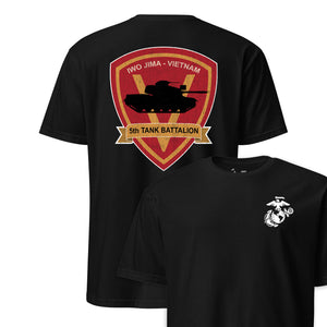 5th Tank Battalion Back Print T-Shirt in Black - USMC unit tee
