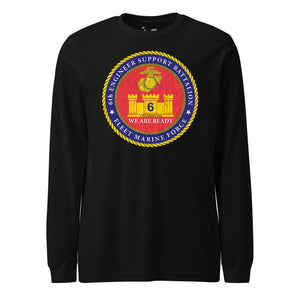 6th Engineer Support Battalion Long Sleeve T-Shirt in Black - USMC unit apparel