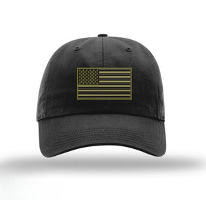 American Flag Unstructured Hat - Black w/ OD Green