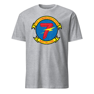 7th Communications Battalion T-Shirt in Grey - USMC unit tee