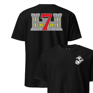 7th Engineer Support Battalion Back Print T-Shirt in Black - USMC unit tee