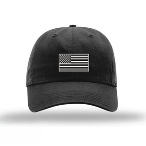 American Flag Unstructured Hat - Black w/ Silver