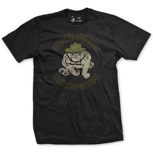 80's Full Color Bulldog T-Shirt in Black - Vintage USMC tee
