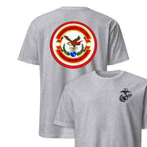 8th Communications Battalion Back Print T-Shirt in Grey - USMC unit tee