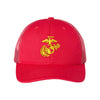 Eagle Globe and Anchor Structured Trucker- Gold Logo - RED/RED