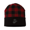 Eagle Globe & Anchor Plaid Cuffed Watch cap - BLACK RED