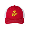 Eagle Globe and Anchor Structured Trucker- Gold Logo - RED/WHITE