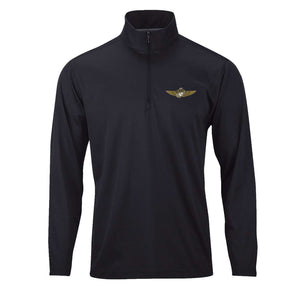 Airwing Performance Quarter Zip Pullover in Black - USMC unit apparel