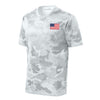 Camohex American Flag Left Chest Performance T-Shirt - CAMOHEX WHITE