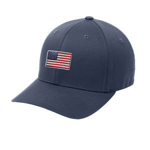FlexFit American Flag Flex Patch Structured Hat in Navy - patriotic USA hat