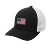 American Flag Flex Patch Flexfit Structured Trucker - BLACK/WHITE
