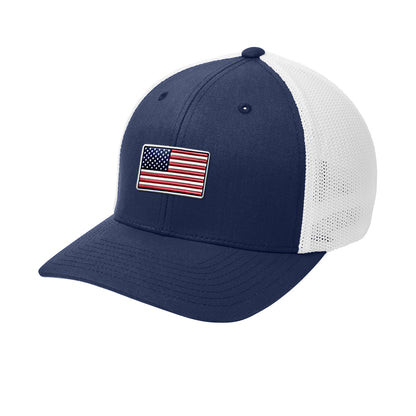 American Flag Flex Patch Flexfit Structured Trucker