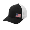 Offset American Flag Flex Patch Flexfit Structured Trucker - BLACK/WHITE