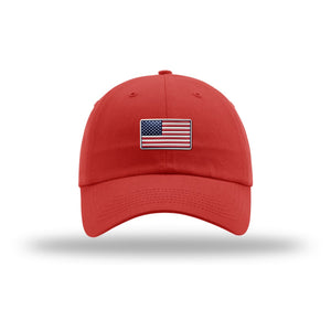American Flag Flex Patch Structured Hat in Red - patriotic USA cap