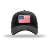 American Flag PVC Patch Unstructured Dad Hat - BLACK