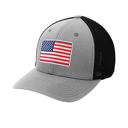 American Flag PVC Patch Flexfit Structured Trucker