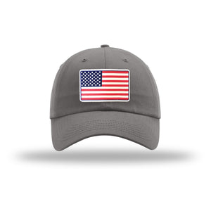 American Flag PVC Patch Structured Hat in Grey - patriotic USA cap