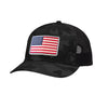 American Flag PVC Patch Structured Trucker Hat - BLACK CAMO/BLACK